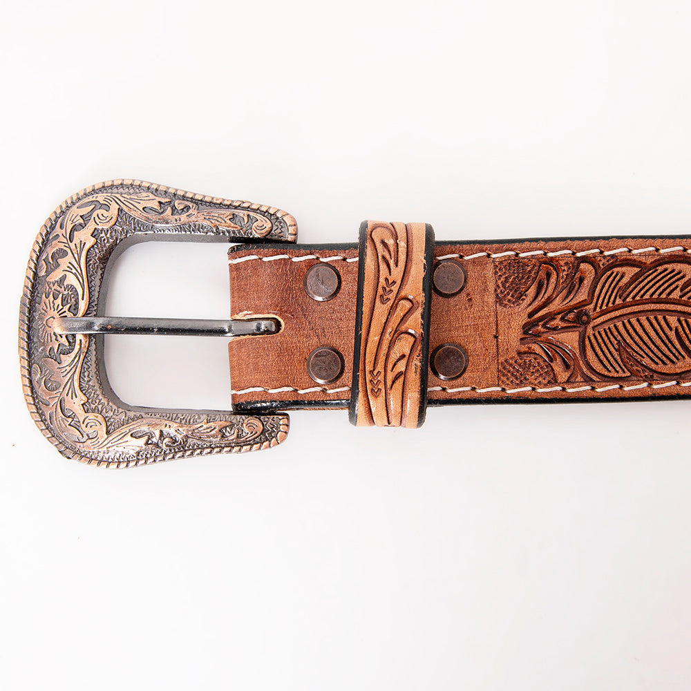 HILASON Western Genuine Leather Belt for Men Women Cowboy Cowgirl Handmade Unisex Full Grain Heavy Duty Tooled Beaded