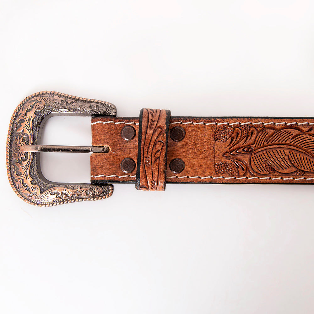 HILASON Western Genuine Leather Belt for Men Women Cowboy Cowgirl Handmade Unisex Full Grain Heavy Duty Tooled Beaded