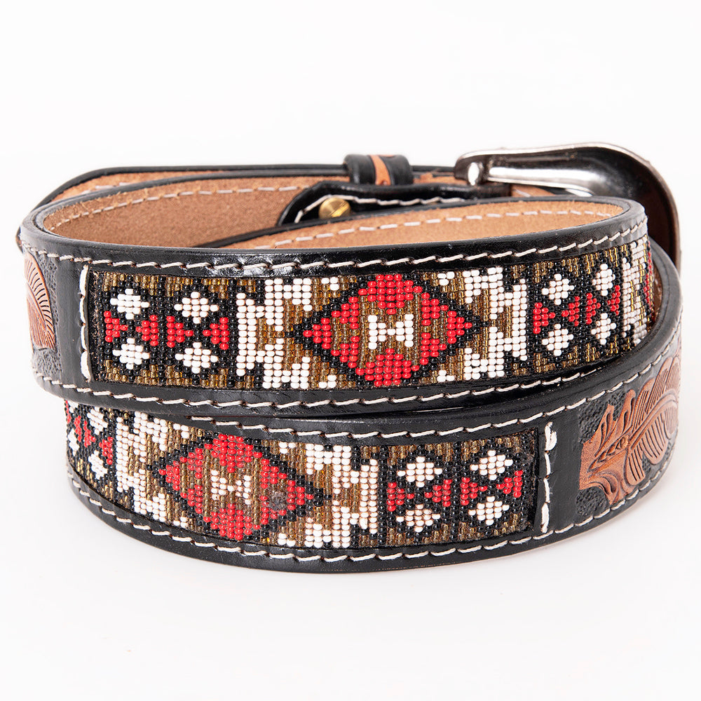 HILASON Western Genuine Leather Belt for Men Women Cowboy Cowgirl Handmade Unisex Full Grain Heavy Duty Tooled Beaded