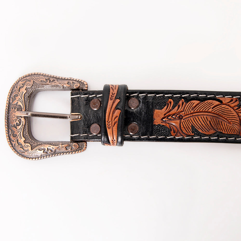 HILASON Western Genuine Leather Belt for Men Women Cowboy Cowgirl Handmade Unisex Full Grain Heavy Duty Tooled Beaded