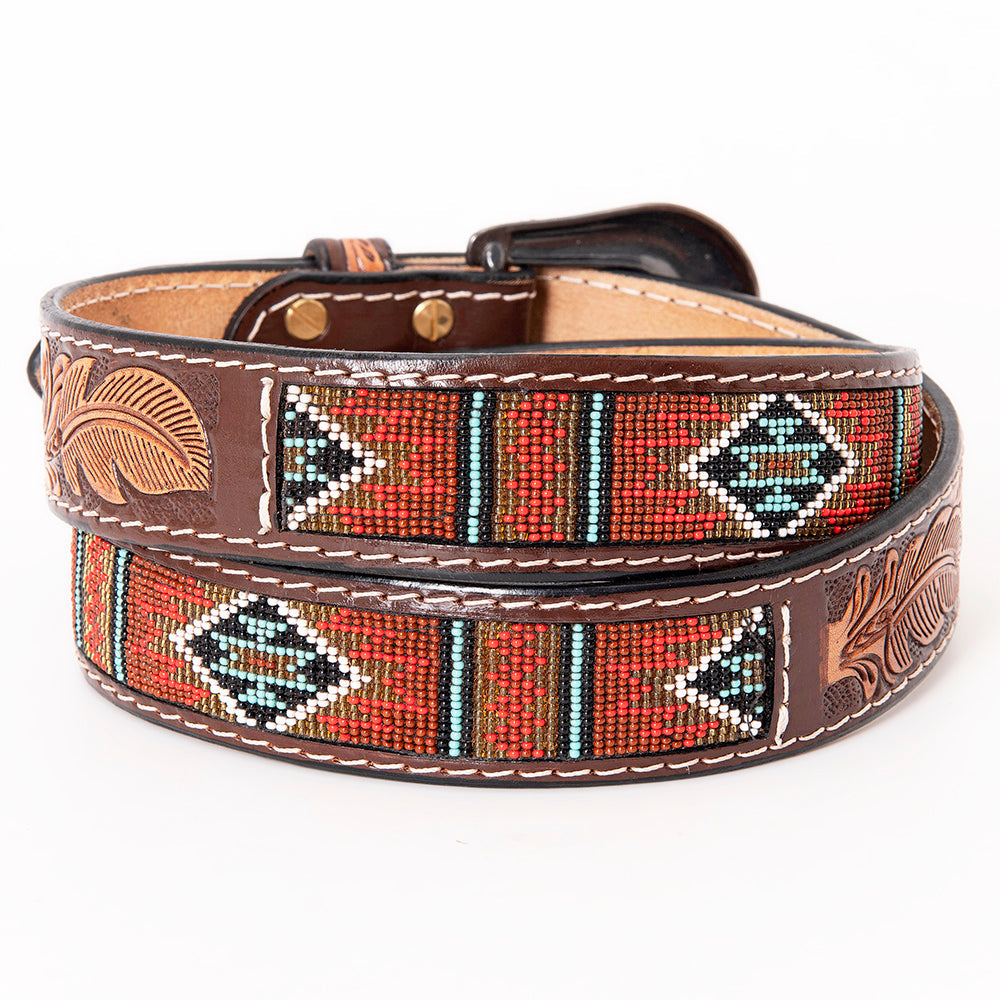 HILASON Western Genuine Leather Belt for Men Women Cowboy Cowgirl Handmade Unisex Full Grain Heavy Duty Tooled Beaded