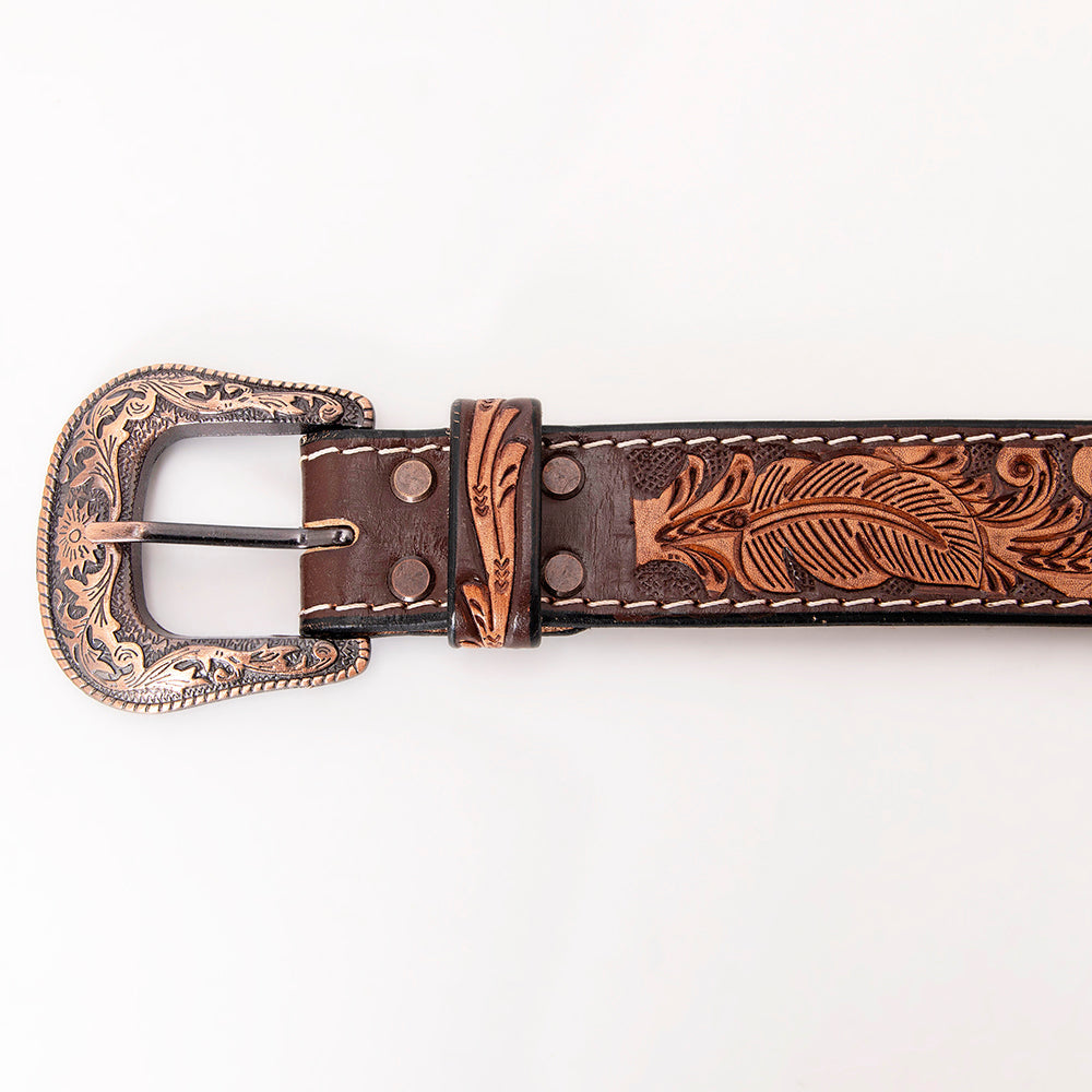 HILASON Western Genuine Leather Belt for Men Women Cowboy Cowgirl Handmade Unisex Full Grain Heavy Duty Tooled Beaded