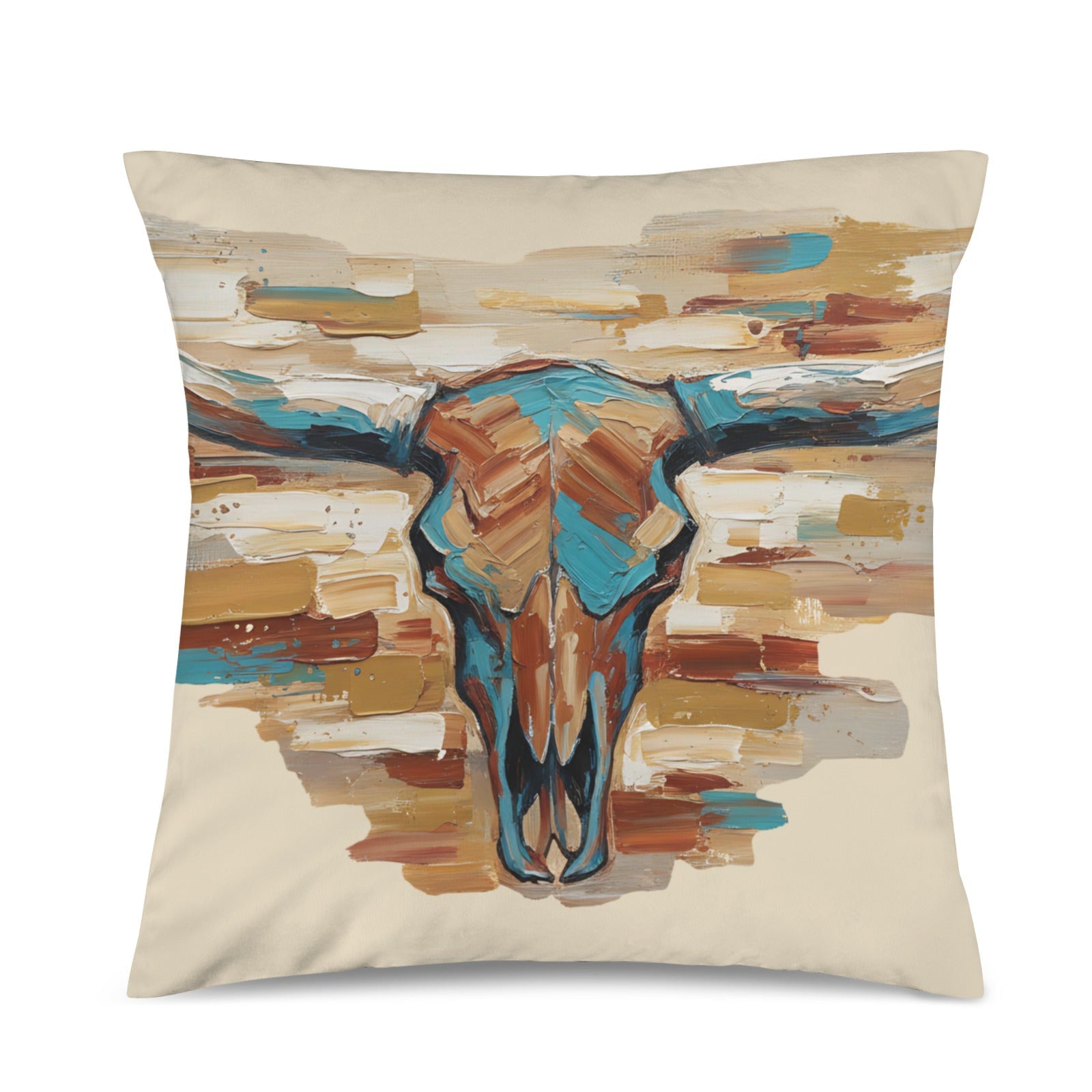 Baha Ranch Painted Tan Longhorn Velvety Soft Pillow Case Made in America by Baha Ranch Western Wear - product image 2