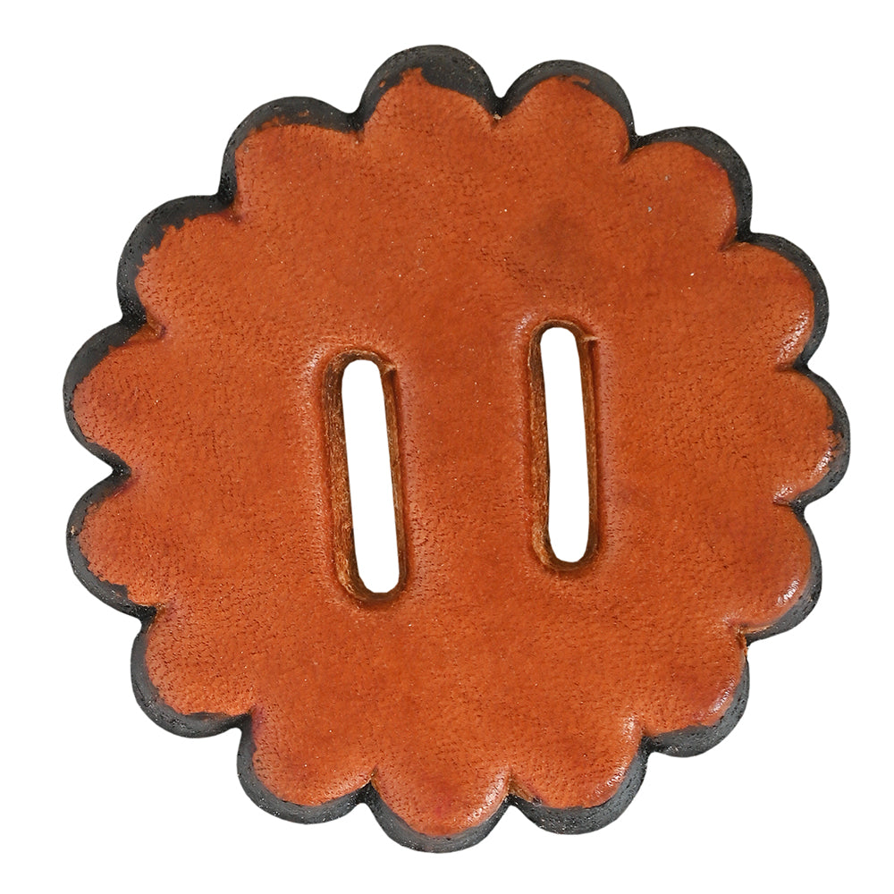 Hilason Slotted Scalloped Leather Rosette Concho Saddle Tack Tan 1-3/4"