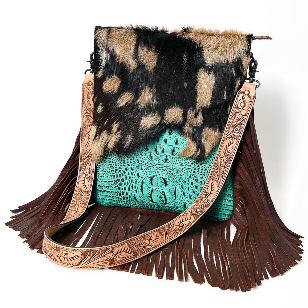 American Darling Messenger Hand Tooled Hair On Genuine Leather Western Women Bag Handbag Purse | Cute