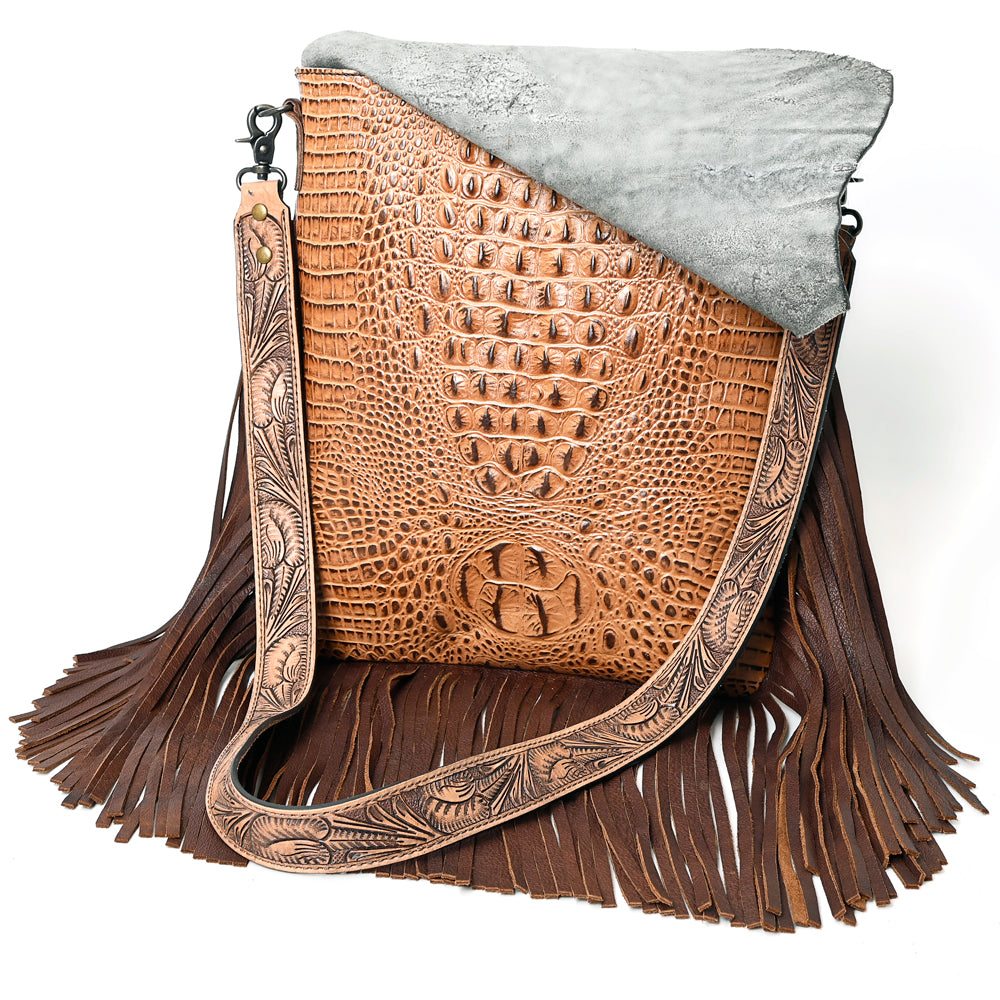 American Darling Messenger Hand Tooled Hair On Genuine Leather Western Women Bag Handbag Purse | Cute