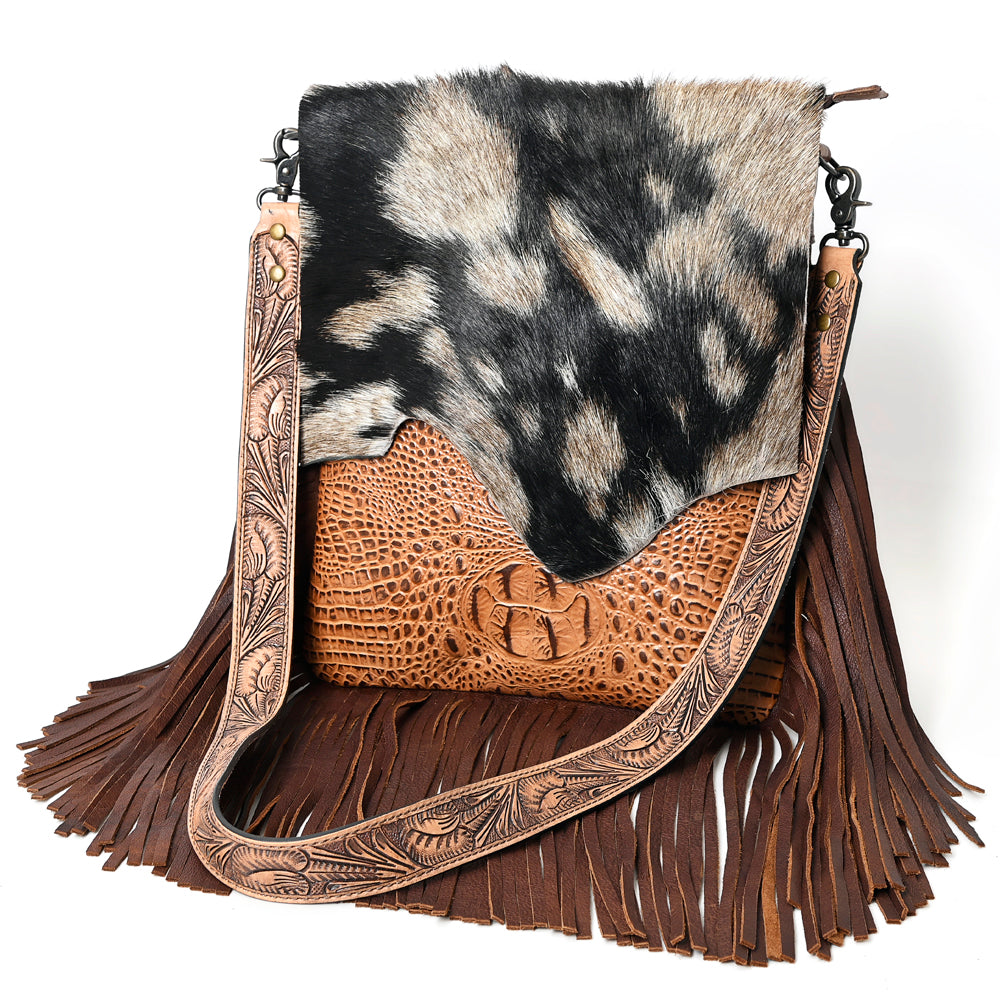 American Darling Messenger Hand Tooled Hair On Genuine Leather Western Women Bag Handbag Purse | Cute