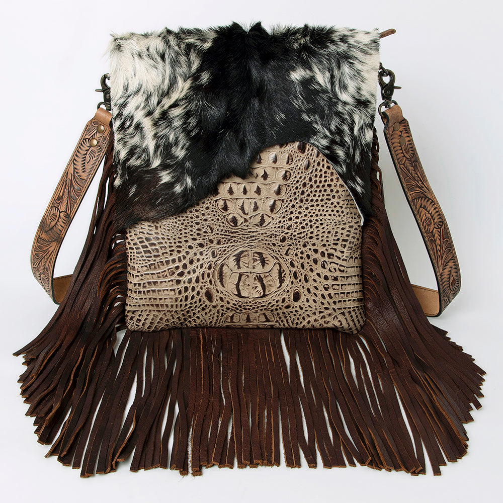 American Darling Messenger Hand Tooled Hair On Genuine Leather Western Women Bag Handbag Purse | Cute