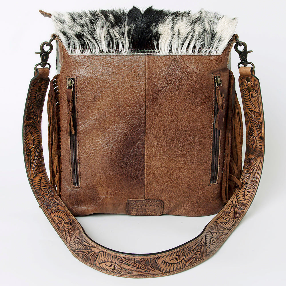 American Darling Messenger Hand Tooled Hair On Genuine Leather Western Women Bag Handbag Purse | Cute