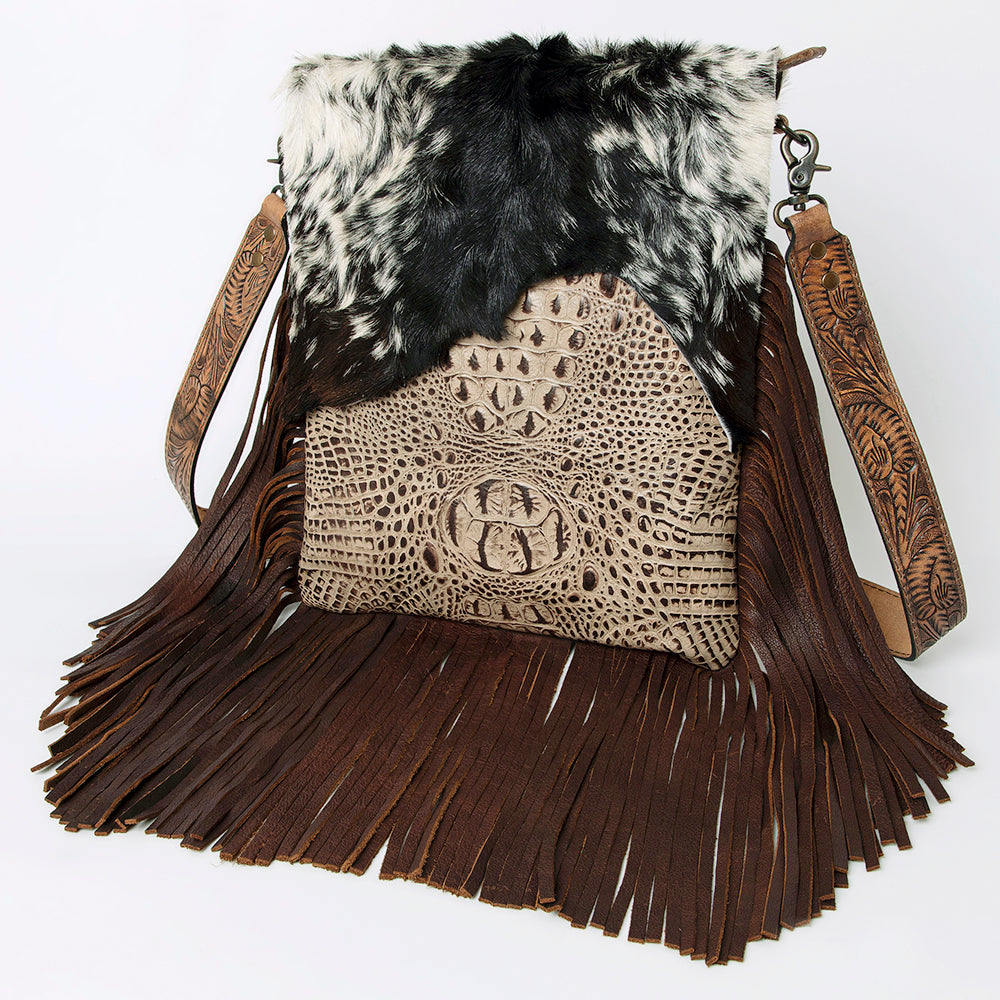 American Darling Messenger Hand Tooled Hair On Genuine Leather Western Women Bag Handbag Purse | Cute