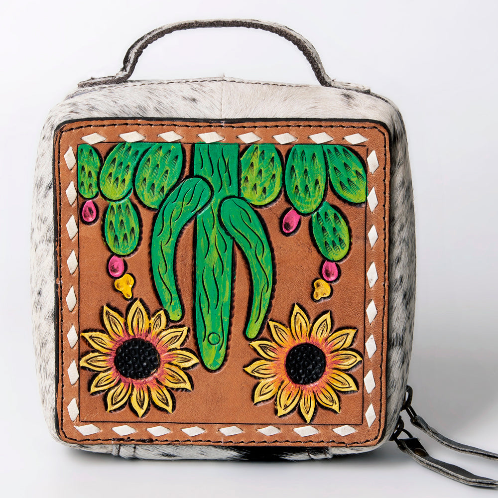 American Darling Jewelry Case for Women - Hair-On Cowhide Eco-Friendly Genuine Leather Travel Organizer with YKK Zipper