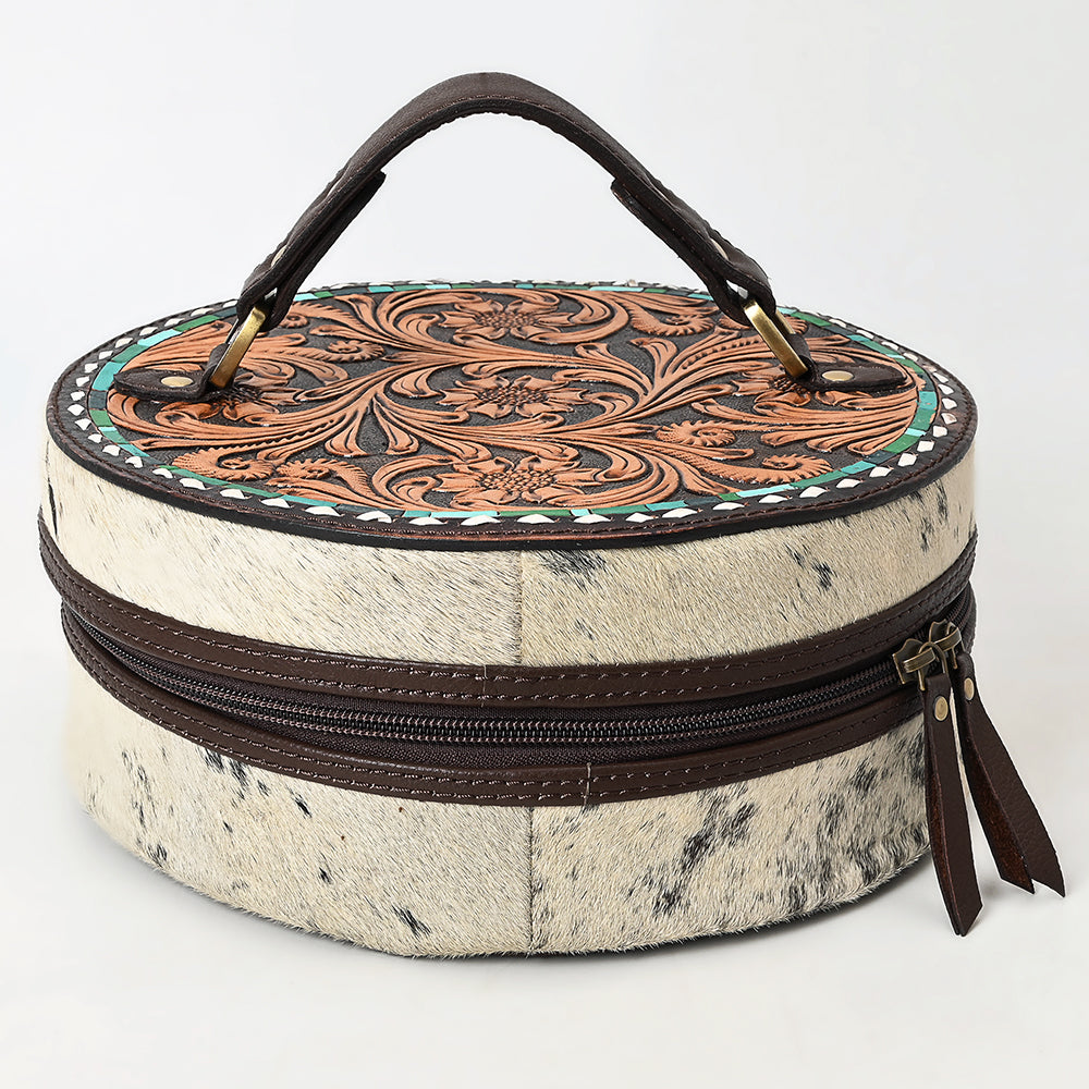 American Darling Hand-Tooled Hair-On Genuine Leather Jewelry Case