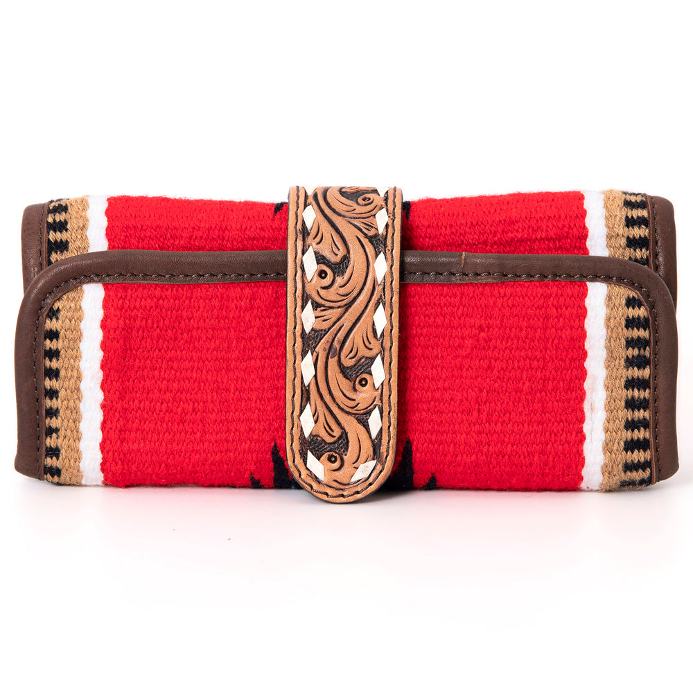 American Darling Jewelry Case Hand Tooled Saddle Blanket Genuine Leather