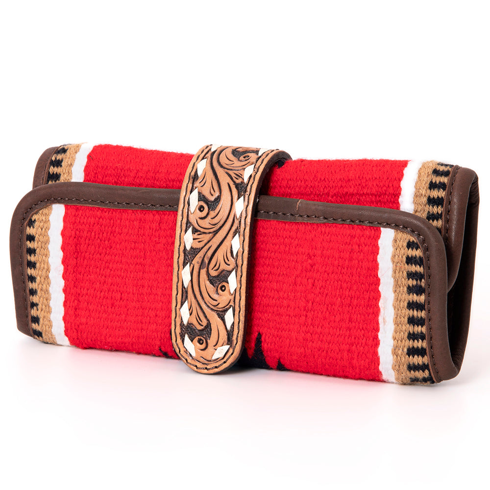 American Darling Jewelry Case Hand Tooled Saddle Blanket Genuine Leather