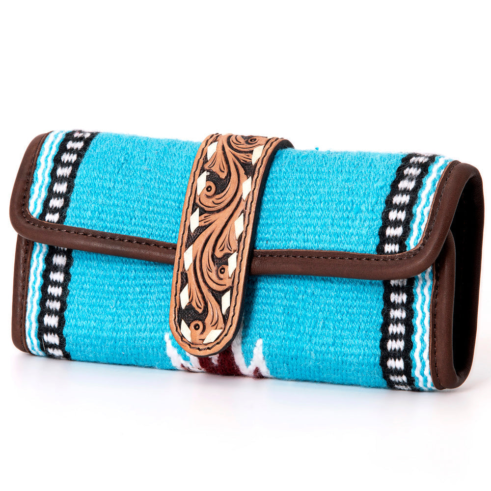 American Darling Jewelry Case Hand Tooled Saddle Blanket Genuine Leather
