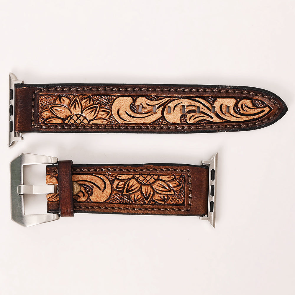 American Darling Beautifully Hand Tooled Genuine Leather I watch Strap Men and Women Unisex