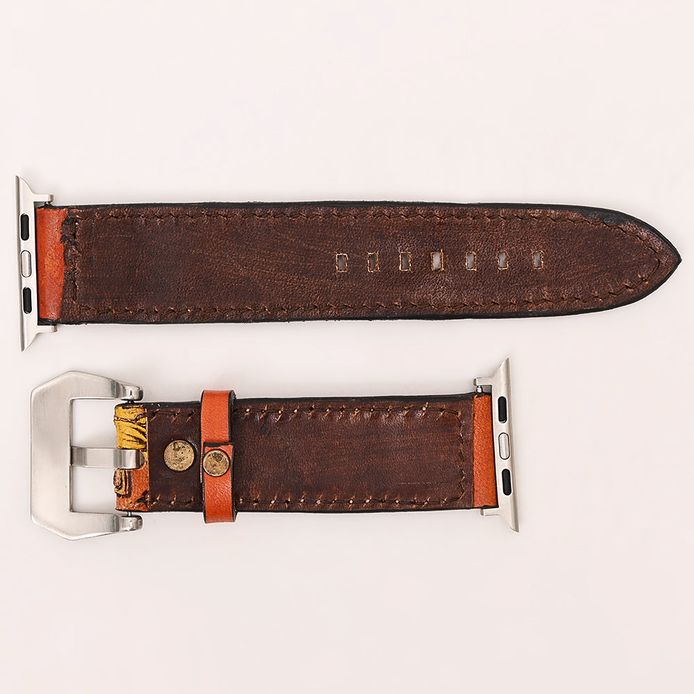 American Darling Beautifully Hand Tooled Genuine Leather I watch Strap Men and Women Unisex