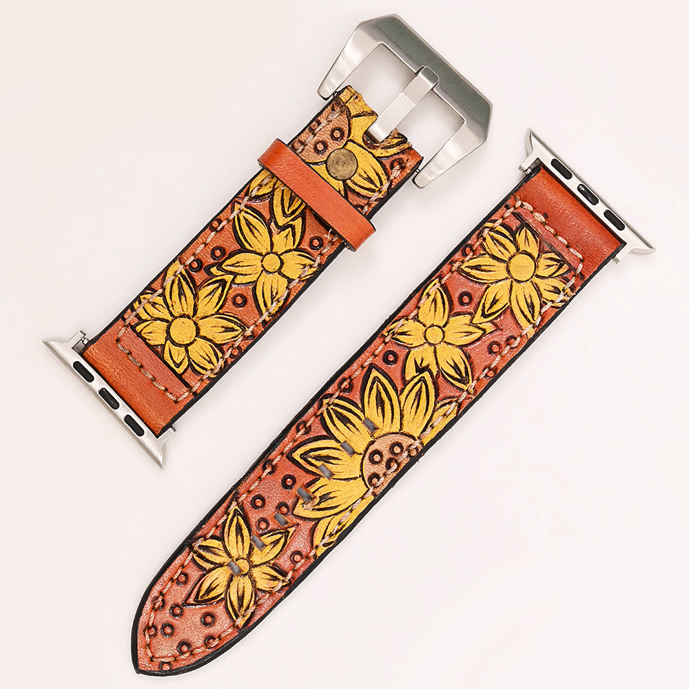 American Darling Beautifully Hand Tooled Genuine Leather I watch Strap Men and Women Unisex