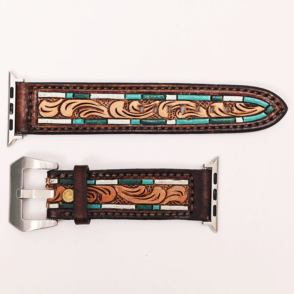 American Darling Beautifully Hand Tooled Genuine Leather I watch Strap Men and Women Unisex