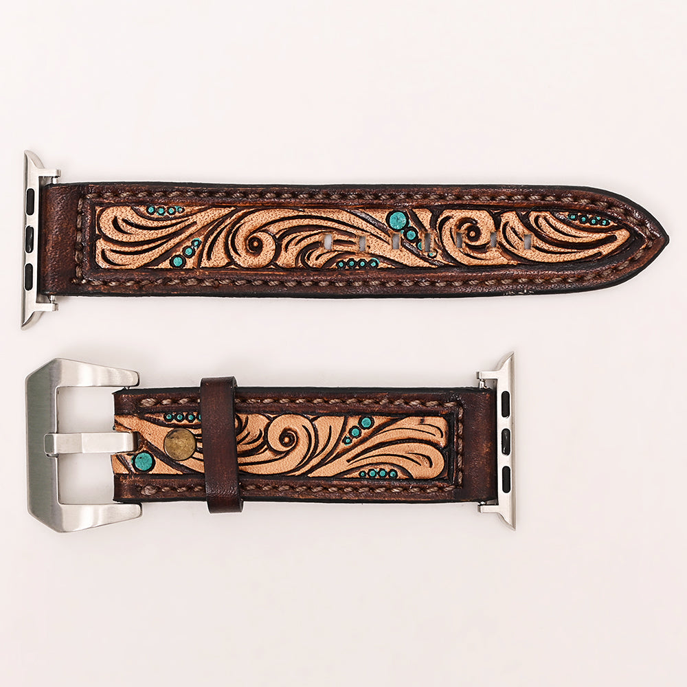 American Darling Beautifully Hand Tooled Genuine Leather I watch Strap Men and Women Unisex
