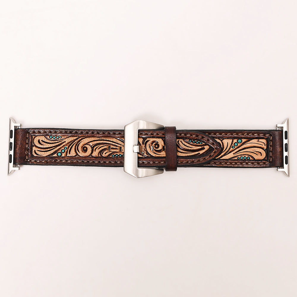 American Darling Beautifully Hand Tooled Genuine Leather I watch Strap Men and Women Unisex