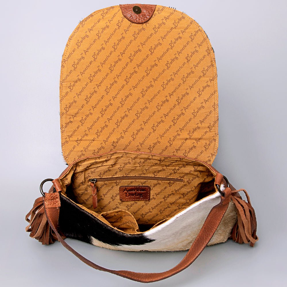 American Darling Messenger Hand Tooled Hair-On Genuine Leather