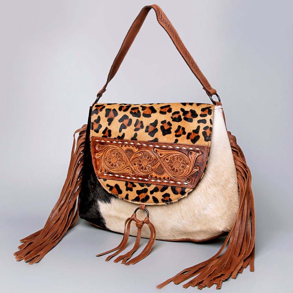 American Darling Messenger Hand Tooled Hair-On Genuine Leather
