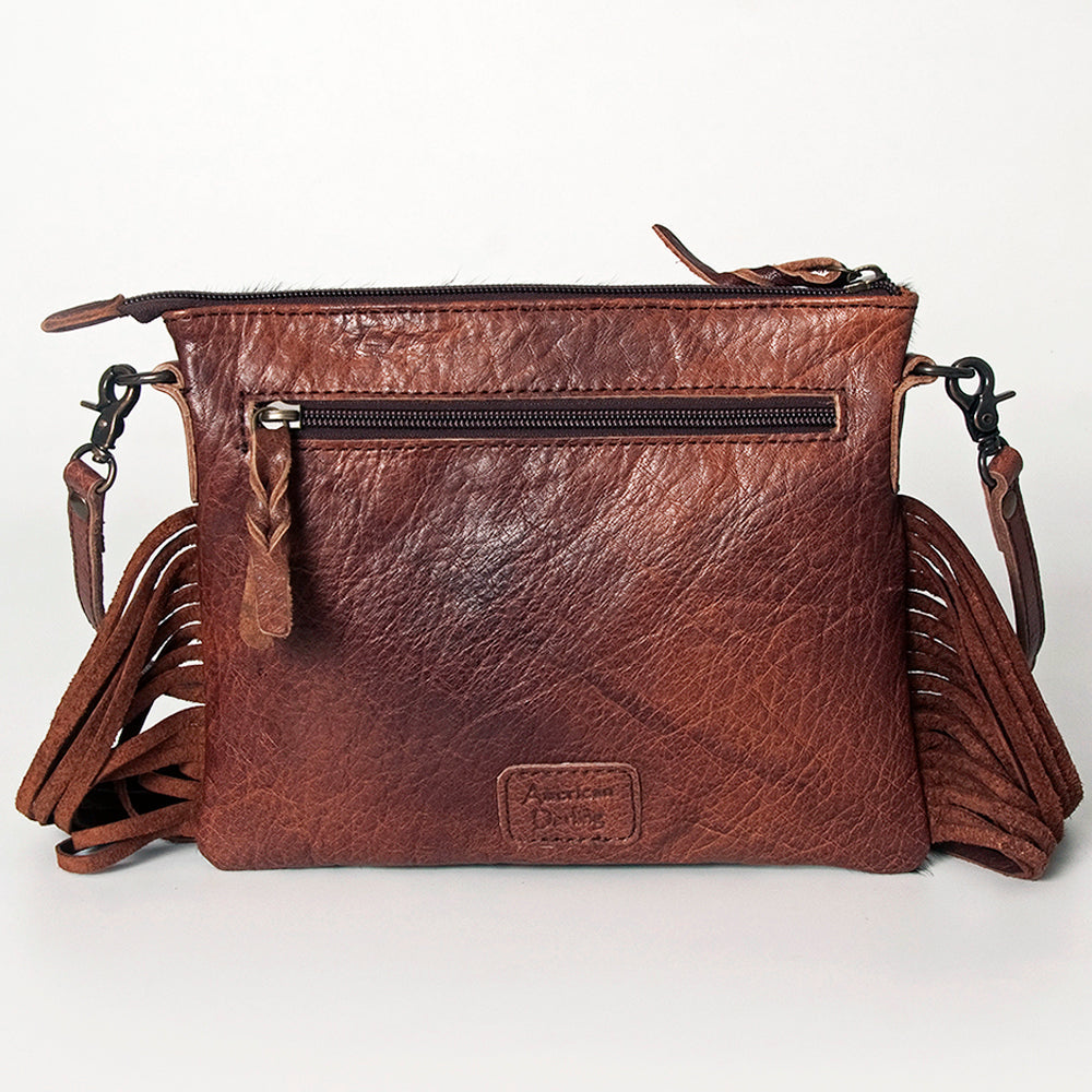 American Darling Western Small Crossbody Bag – Genuine Hair-On Cowhide Leather with Fringes, Adjustable Strap, Handcrafted in Texas