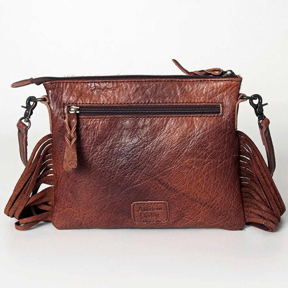 American Darling Western Small Crossbody Bag – Genuine Hair-On Cowhide Leather with Fringes, Adjustable Strap, Handcrafted in Texas