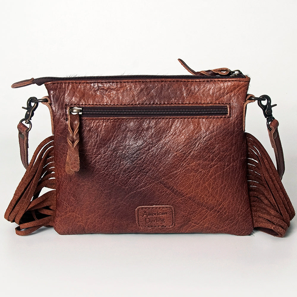 American Darling Western Small Crossbody Bag – Genuine Hair-On Cowhide Leather with Fringes, Adjustable Strap, Handcrafted in Texas