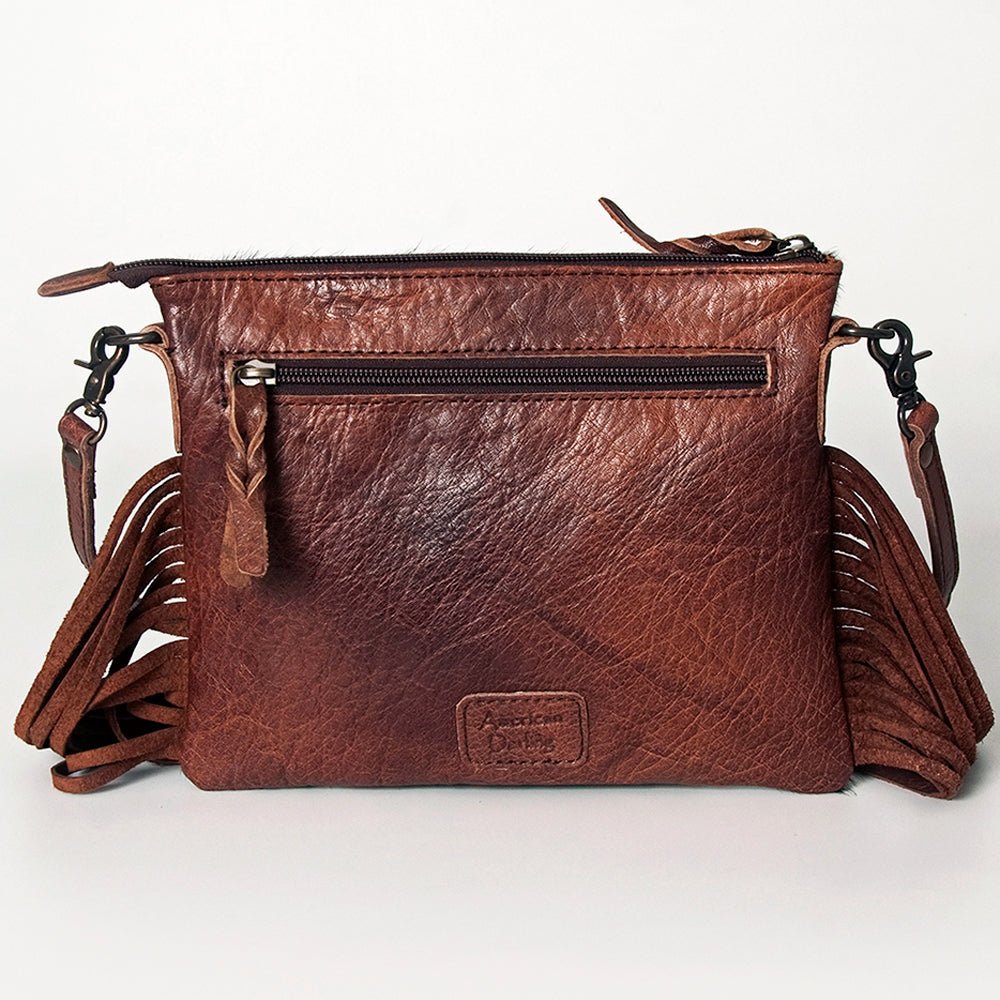 American Darling Western Small Crossbody Bag – Genuine Hair-On Cowhide Leather with Fringes, Adjustable Strap, Handcrafted in Texas