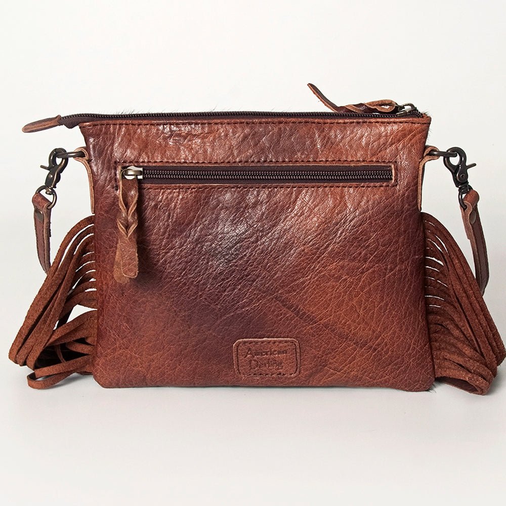 American Darling Western Small Crossbody Bag – Genuine Hair-On Cowhide Leather with Fringes, Adjustable Strap, Handcrafted in Texas