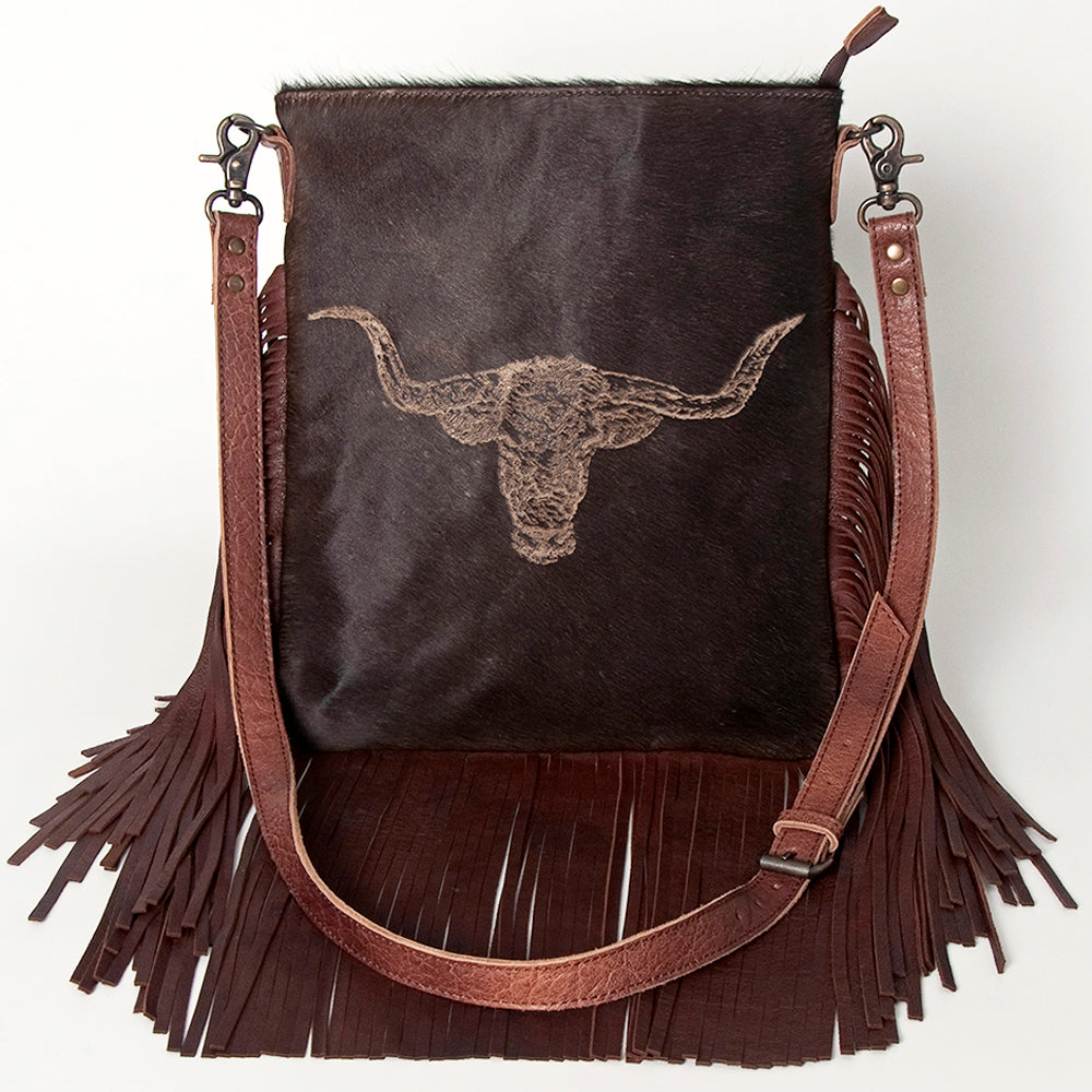 American Darling Messenger Hand Tooled Hair On Genuine Leather Western Women Bag Handbag Purse | Cute