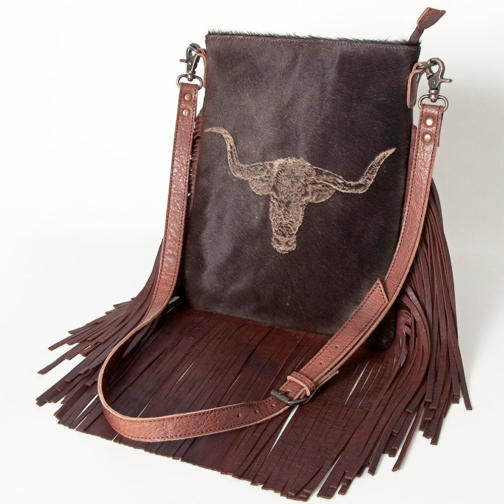 American Darling Messenger Hand Tooled Hair On Genuine Leather Western Women Bag Handbag Purse | Cute