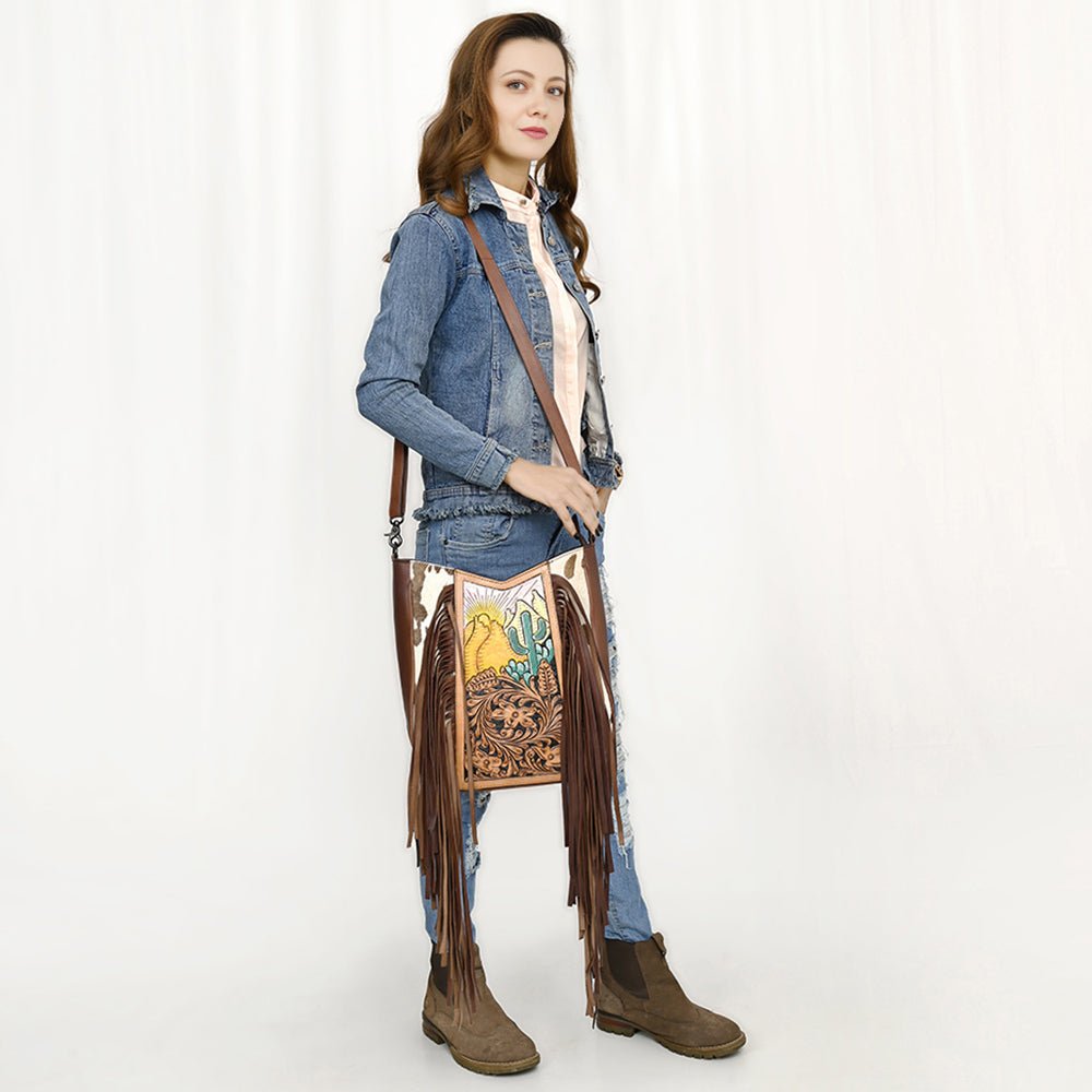 American Darling Hand Tooled Hair-On Genuine Leather