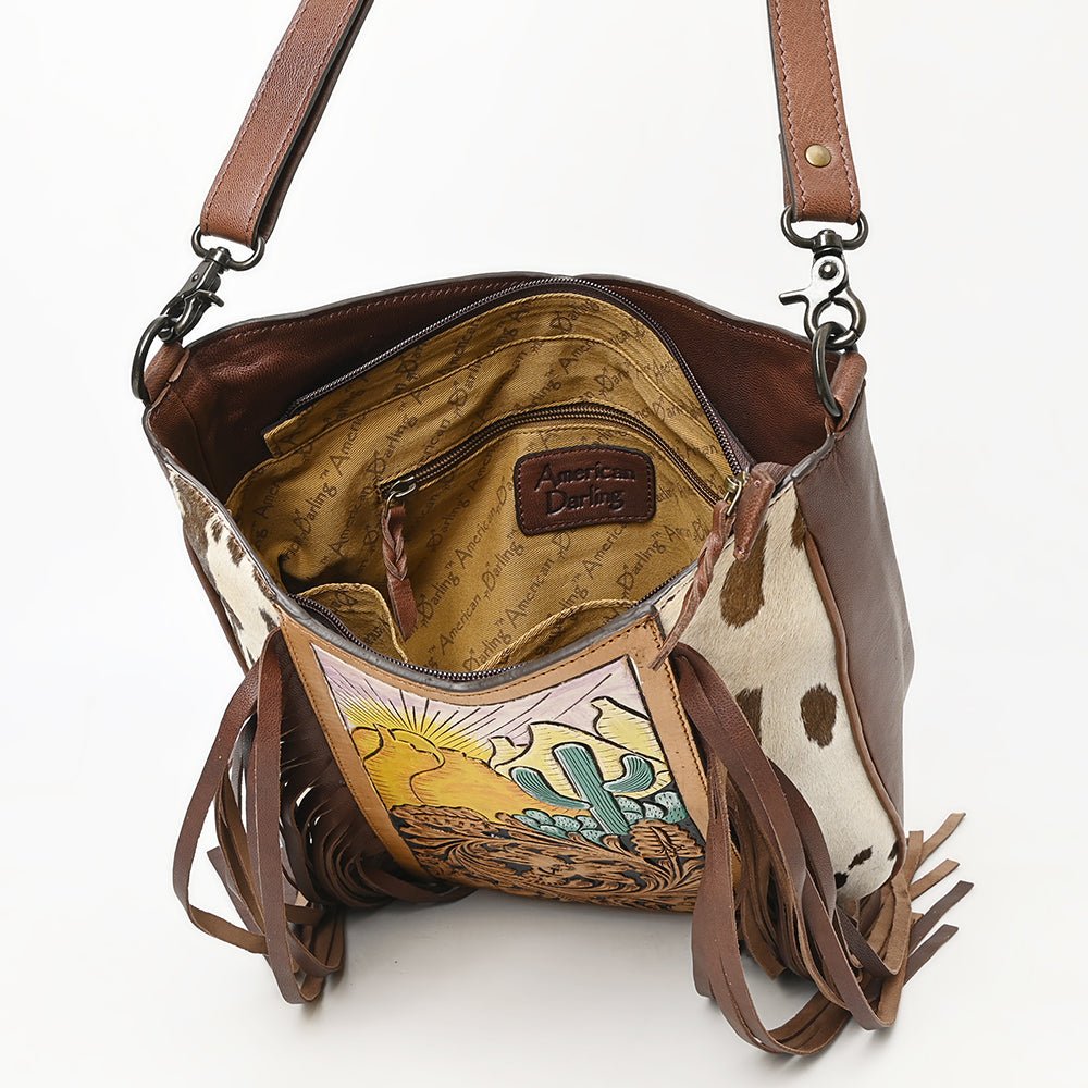 American Darling Hand Tooled Hair-On Genuine Leather