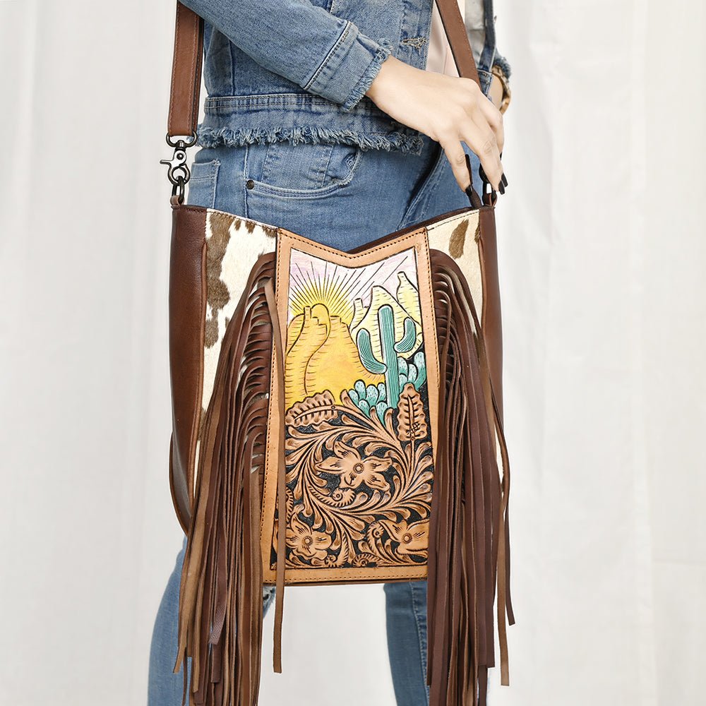 American Darling Hand Tooled Hair-On Genuine Leather