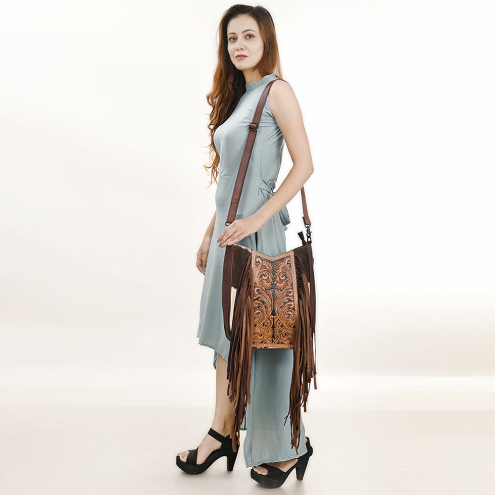 American Darling Hand Tooled Hair-On Genuine Leather