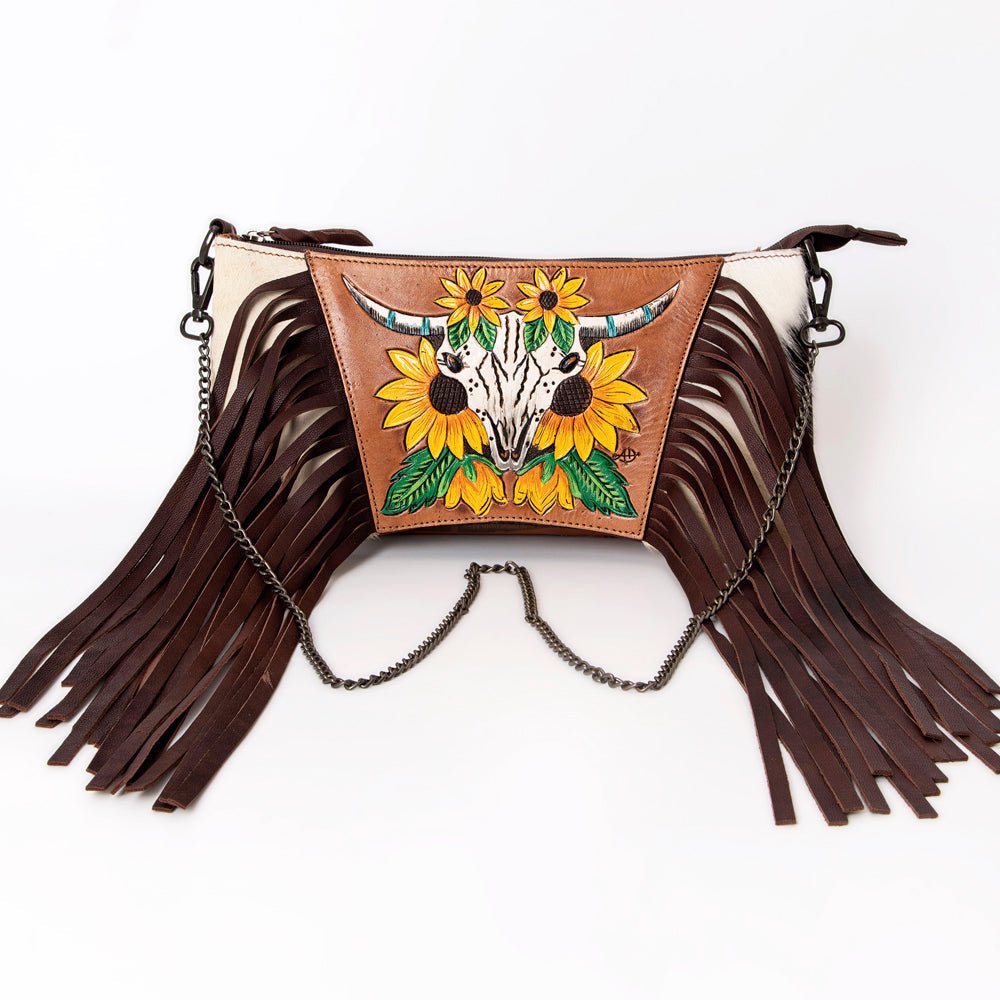 American Darling Crossbody Hand Tooled Hair-On Genuine Leather