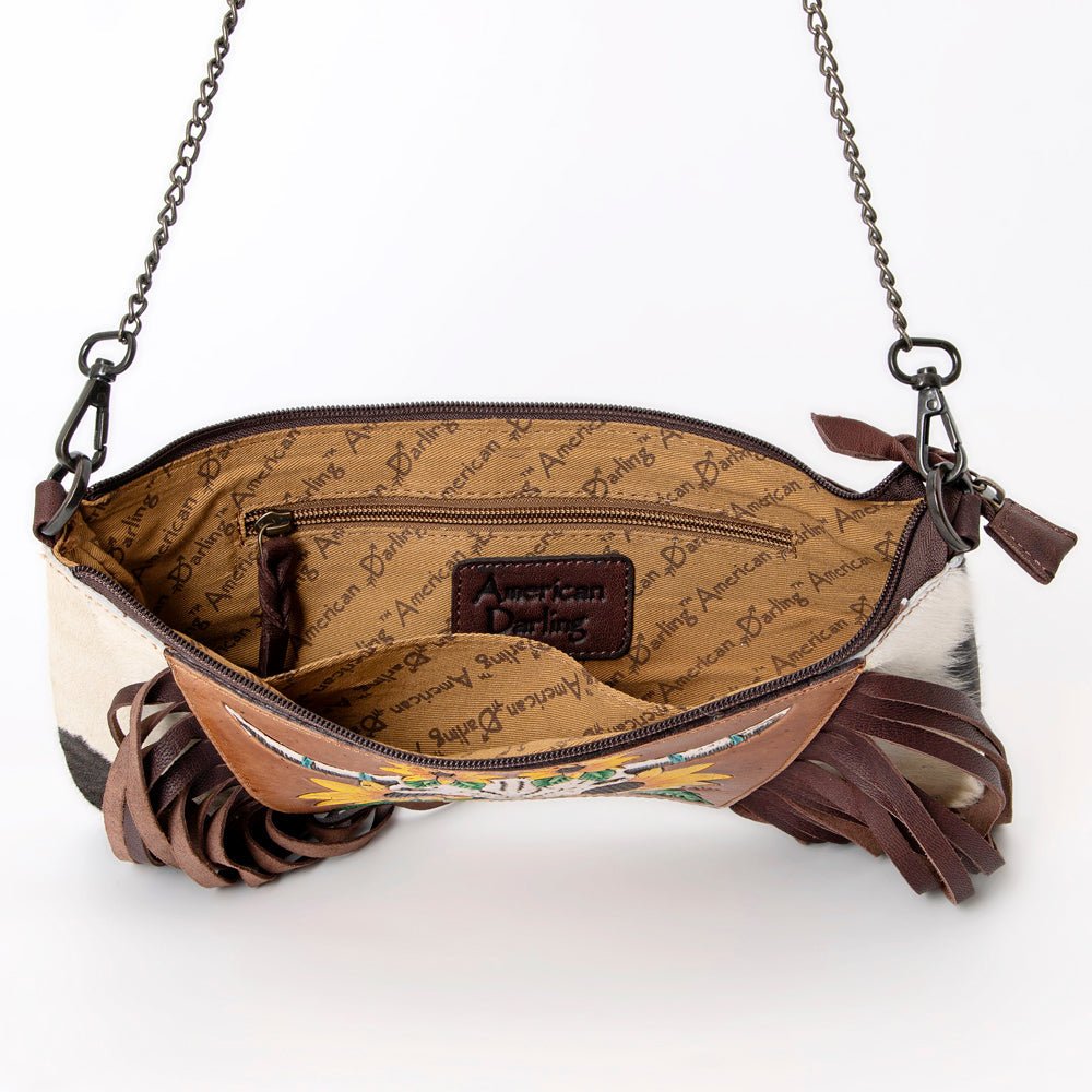 American Darling Crossbody Hand Tooled Hair-On Genuine Leather