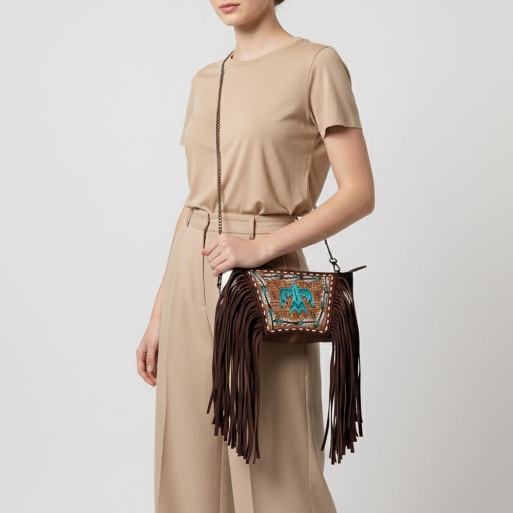 American Darling Cross Body I Hand Tooled Hair-On Genuine Leather Women Bag Western Handbag Purse