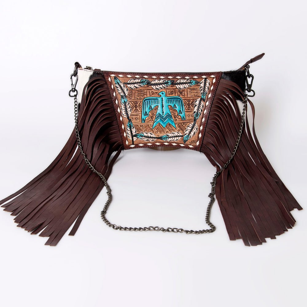 American Darling Crossbody Hand Tooled Hair-On Genuine Leather
