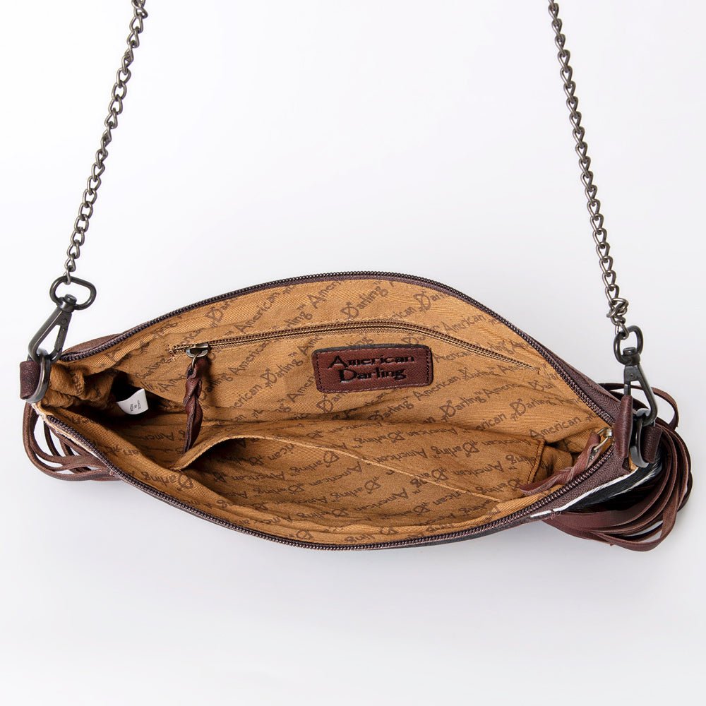 American Darling Crossbody Hand Tooled Hair-On Genuine Leather
