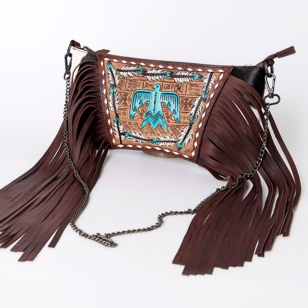 American Darling Crossbody Hand Tooled Hair-On Genuine Leather