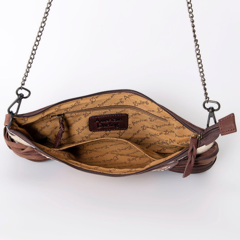 American Darling Crossbody Hand Tooled Hair-On Genuine Leather