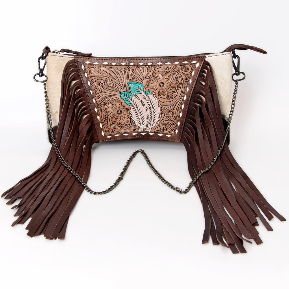 American Darling Crossbody Hand Tooled Hair-On Genuine Leather