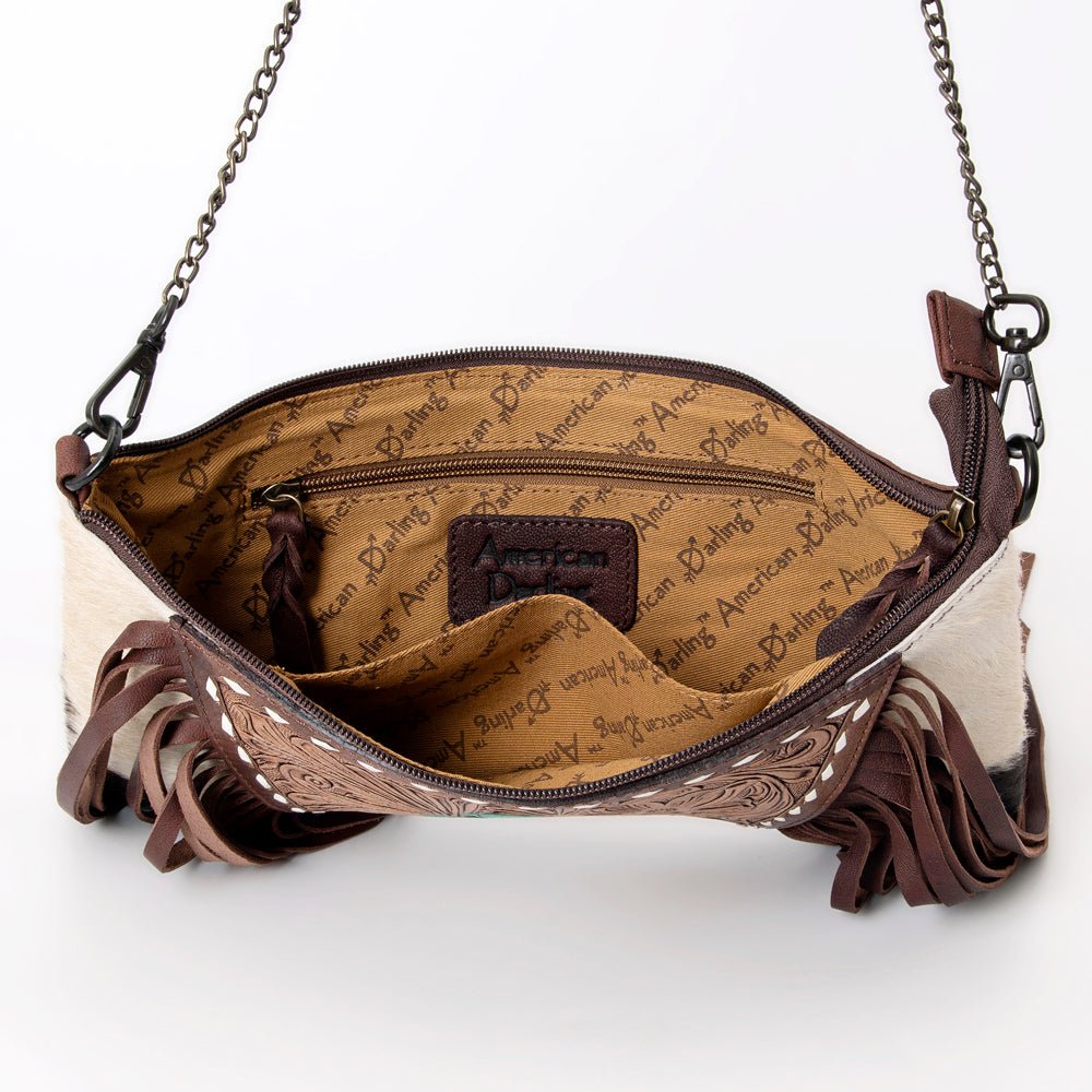 American Darling Crossbody Hand Tooled Hair-On Genuine Leather
