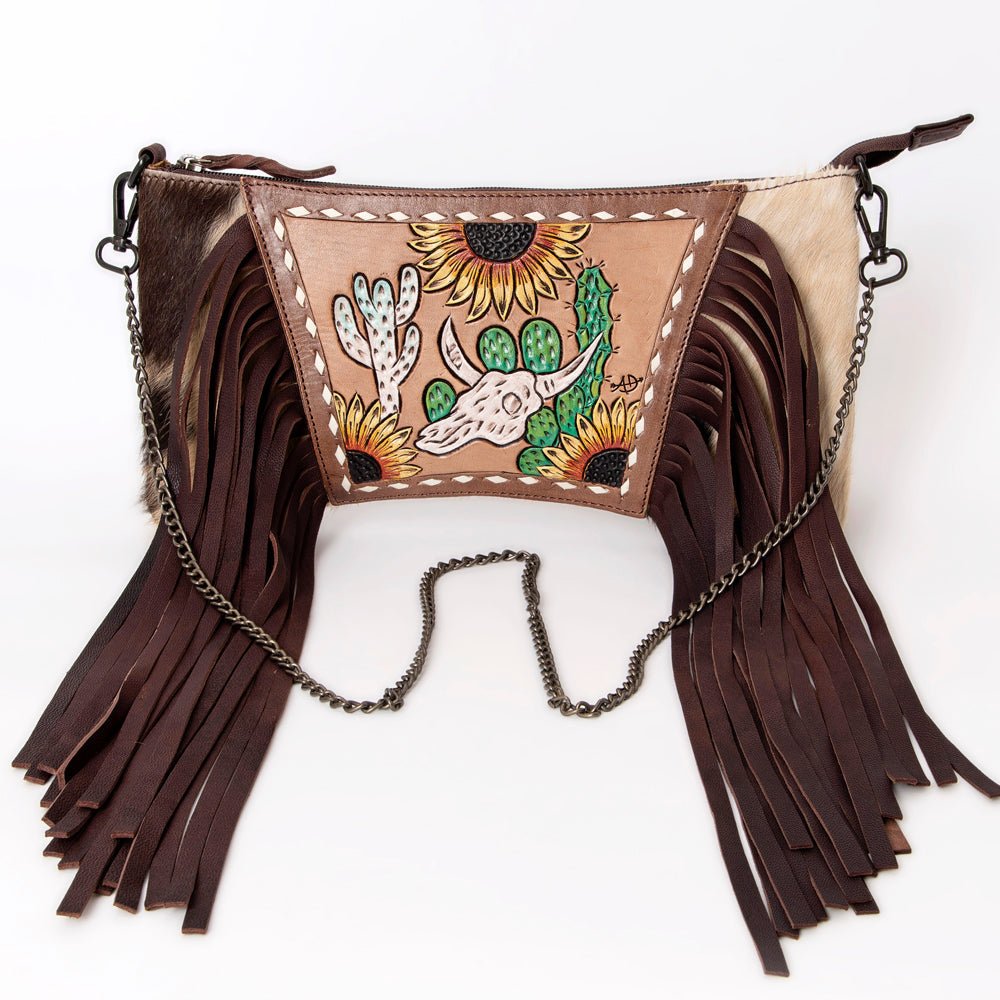 American Darling Crossbody Hand Tooled Hair-On Genuine Leather