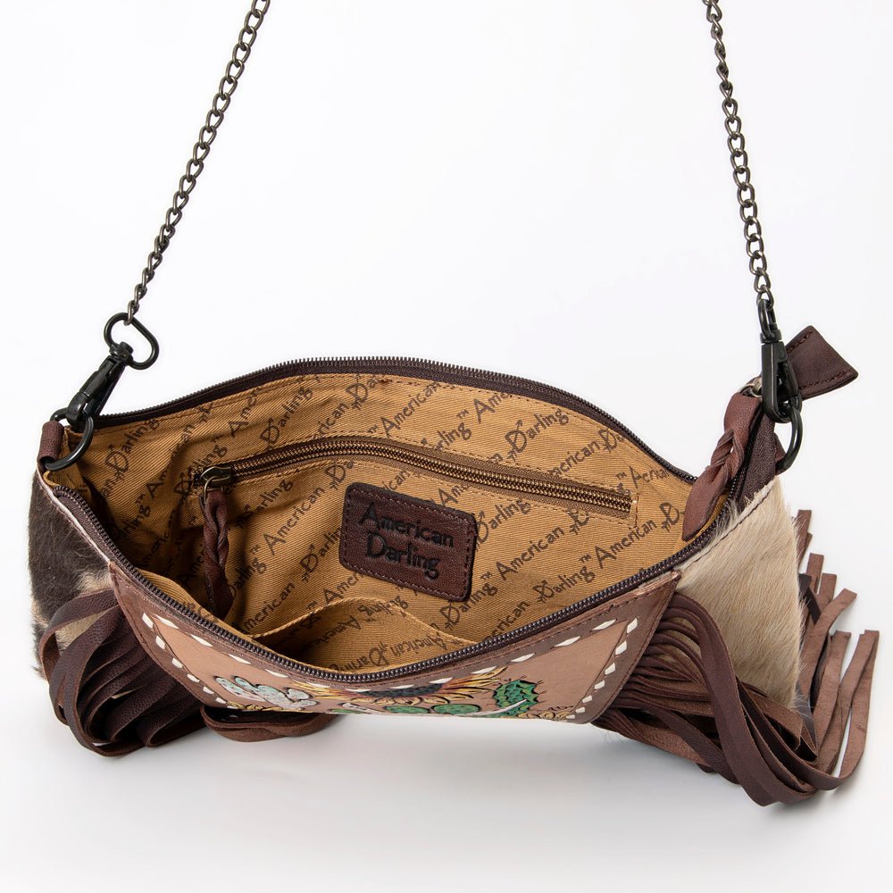 American Darling Crossbody Hand Tooled Hair-On Genuine Leather