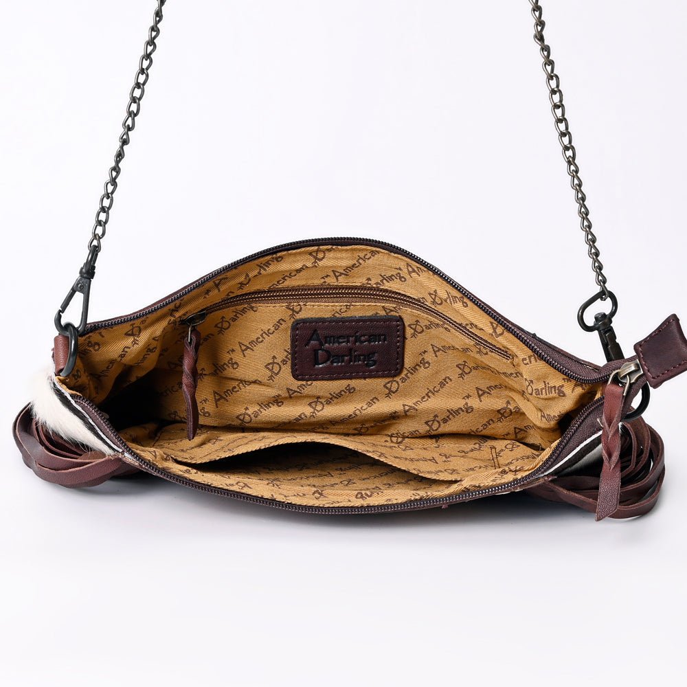 American Darling Crossbody Hand Tooled Hair-On Genuine Leather